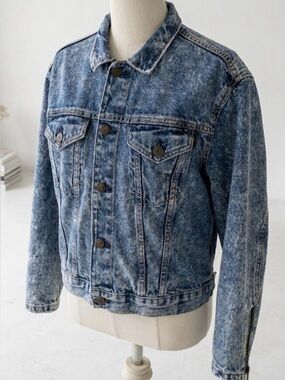 CROCKER| Vintage 80s Style Blue Acid Wash Denim Jean Jacket Sz M